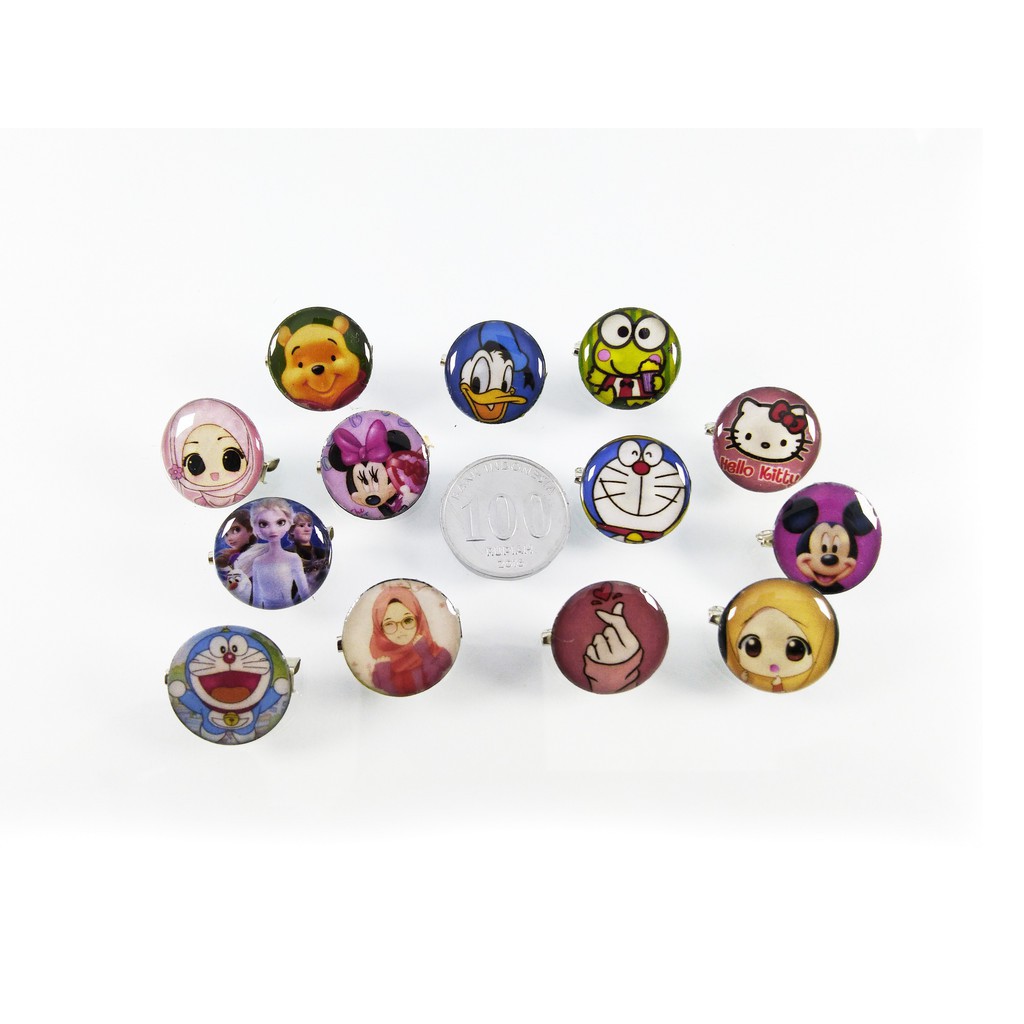 BROS MINI MUSLIMAH KARTUN PIN HIJAB AKSESORIS FASHION MUSLIM KARAKTER SOUVENIR DORAEMON HELLO KITTY