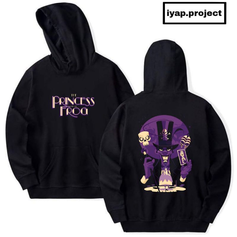 Hoodie jaket THE PRINCESS AND THE FROG jacket non Zipper hitam pria wanita dewasa Kartun Disney tee 