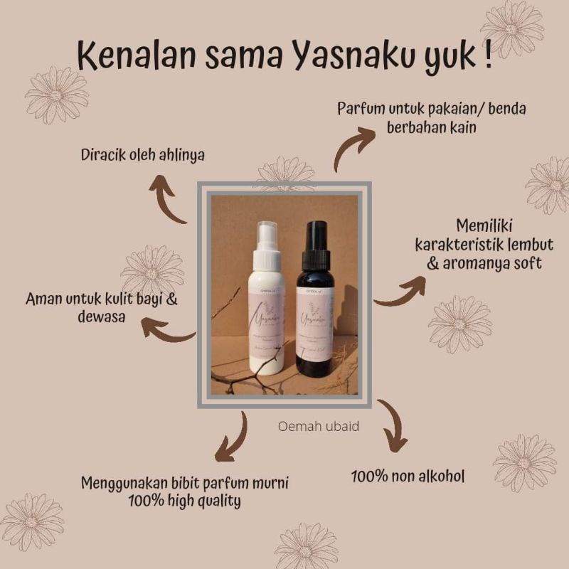 PARFUM SPRAY YASNAKU PRO AKHWAT / PARFUM MUSLIMAH / NON ALKOHOL / NO TABARRUJ /YASNAKU / PARFUM AKHWAT