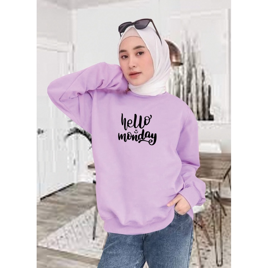 Kaos Lengan Panjang MONDAY/ Kaos Sweatshirt / Atasan Wanita / Atasan Wanita Lengan Panjang / Atasan Import / Kaos Wanita Blus