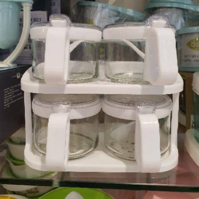 Tempat Bumbu Kaca/Rak Bumbu Dapur Kaca