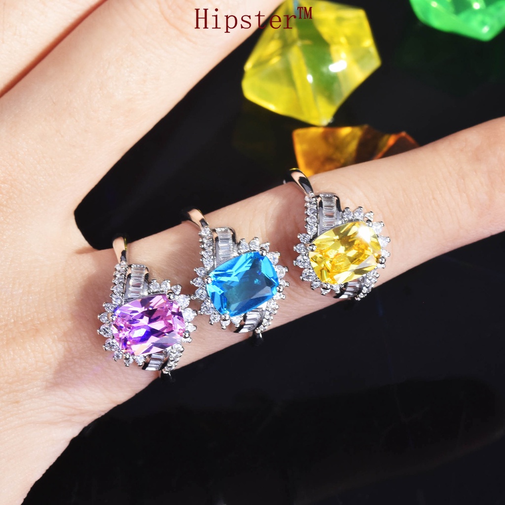 Cincin Berlian Sapphire Warna Pink Kuning Model Terbuka