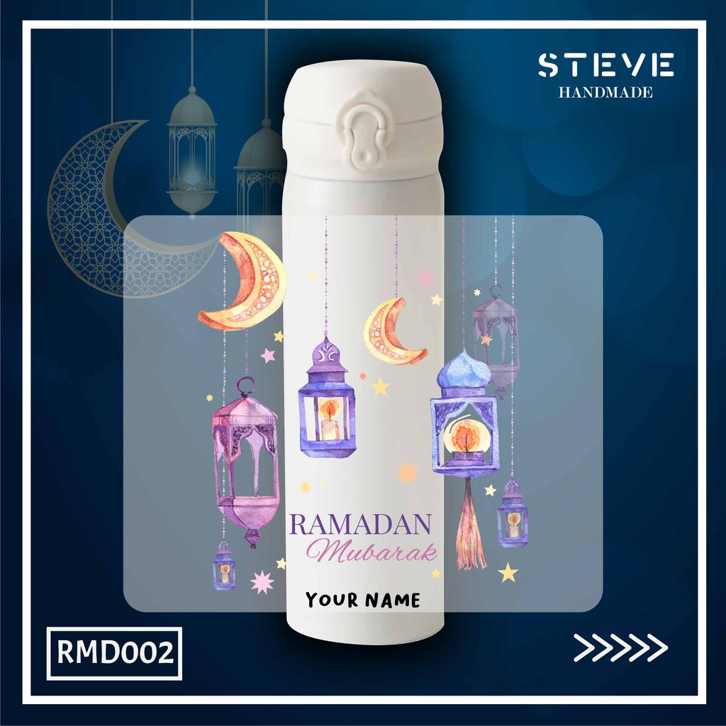 Tumbler Design Idul Fitri / Ramadhan Custom Nama termos vacuum botol minum TM0308