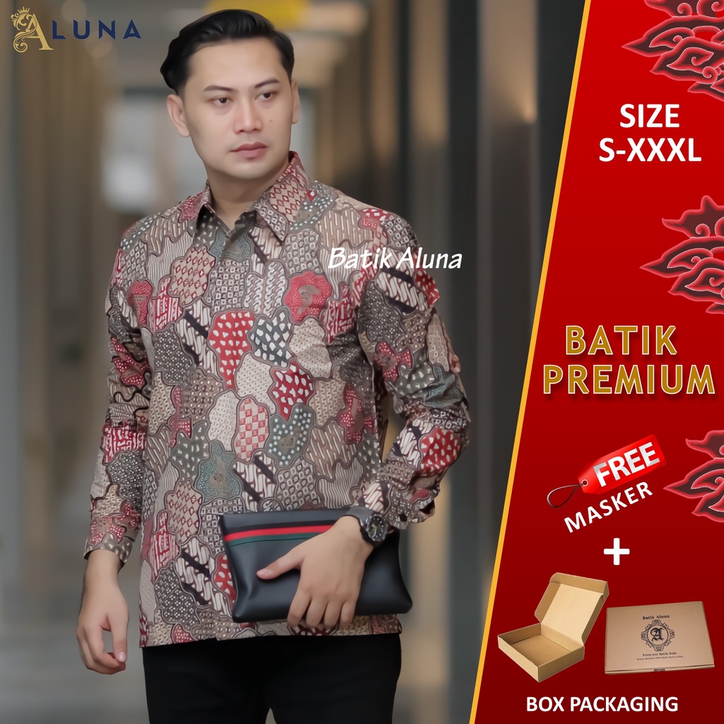 KEMEJA BATIK PRIA PREMIUM LENGAN PANJANG REGULAR BATIK ALUNA PCW 031