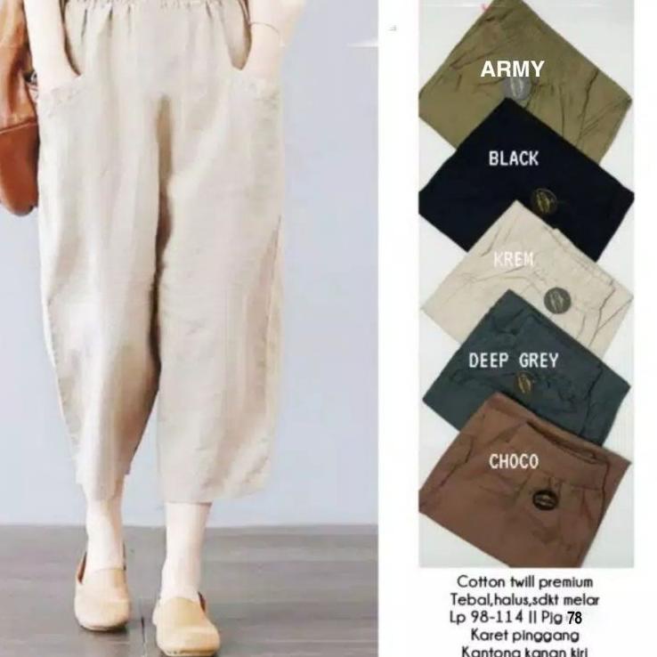 Chekout CELANA WANITA JUMBO PINGGANG KARET - SASHA CROP PANTS / CELANA KUREA TERBARU SASHA PANTS WIL