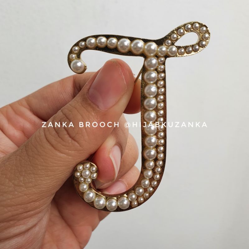 bros abjad mutiara | bros huruf | bros inisial nama | alphabet brooch-J