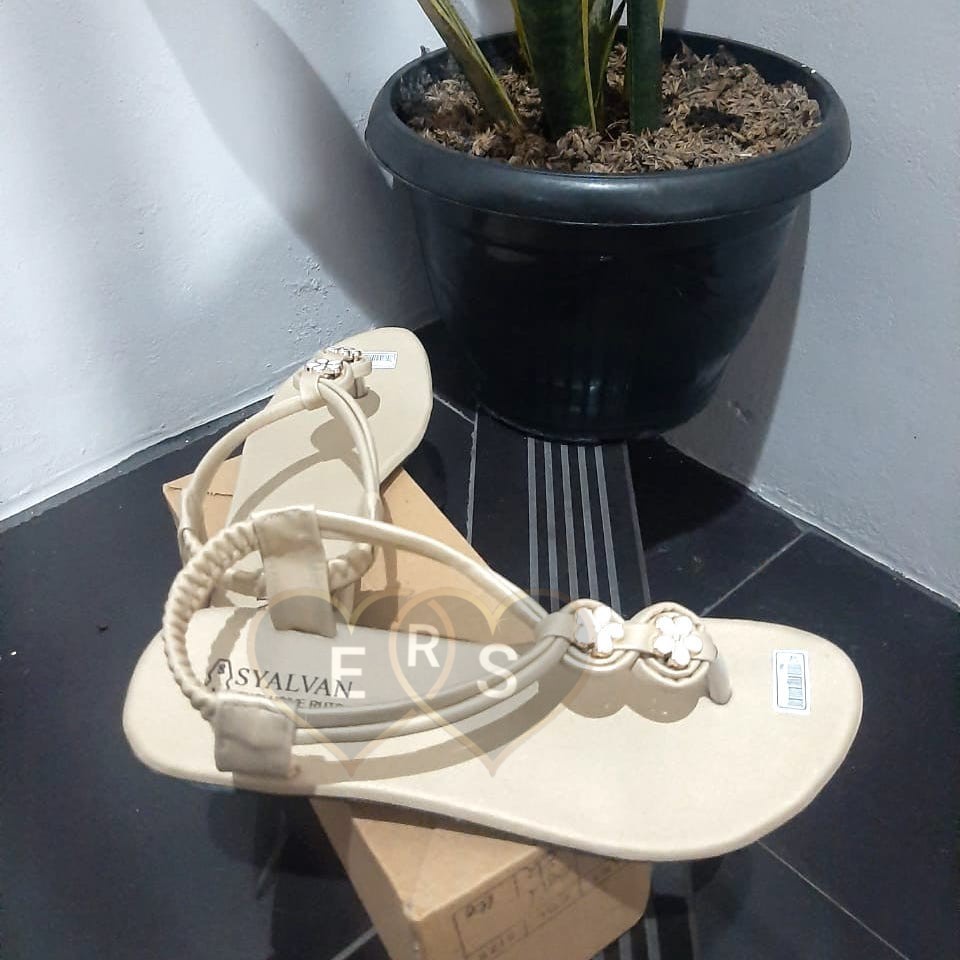 TOKOERS SDPD05 Sepatu Sandal Wanita Perempuan Model Teplek Tali - Motif Bunga