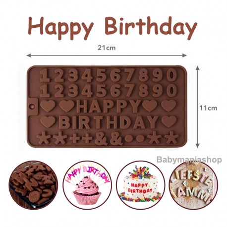 Cetakan Silikon Cokelat Happy Birthday Silicone Mold Premium Ulang Tahun Angka Star Love Heart Oven Safe Babymaniashop