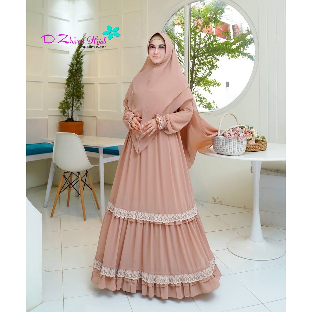 Kinara Syari Gamis Syari Ceruty Ootd Wanita Set Hijab Baju Wanita Jumbo Gamis Renda Setelan Wanita Muslim Mazaya