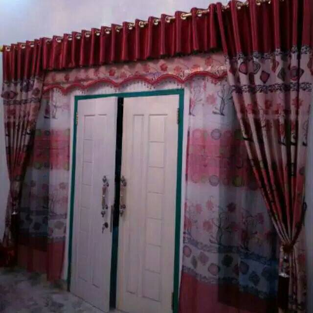 Gorden fullset dobel poni depan untuk pintu utama