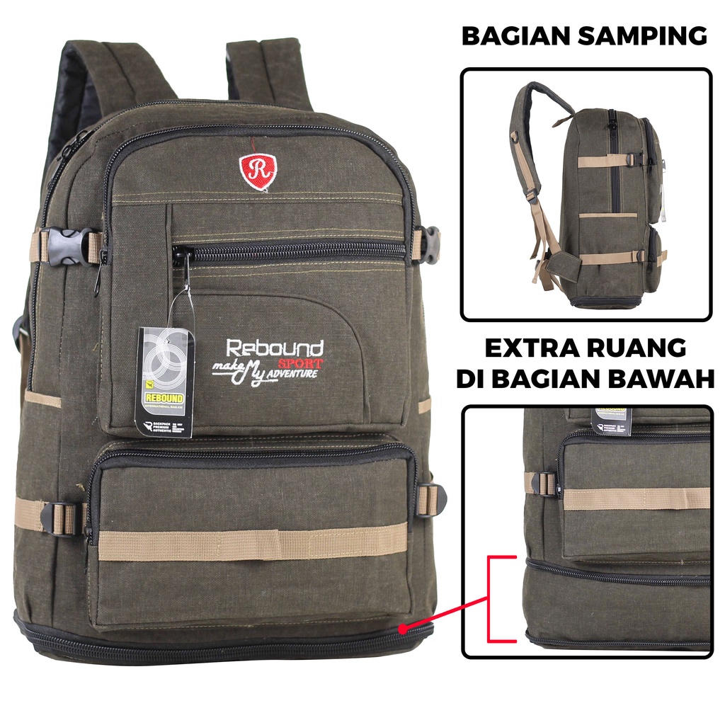 Tas Multifungsi Tas Pria Tas Punggung Distro Susun Tas Jumbo Rebound Coklat Muda Backpack Outdoor