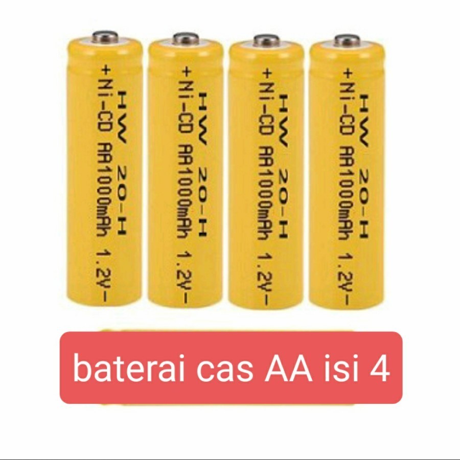 BATERAI CAS Charger AA 1000 mAh ISI 4 PCS ISI 4 PCS SERBAGUNA- perlengkapan rumah Baterai Murah