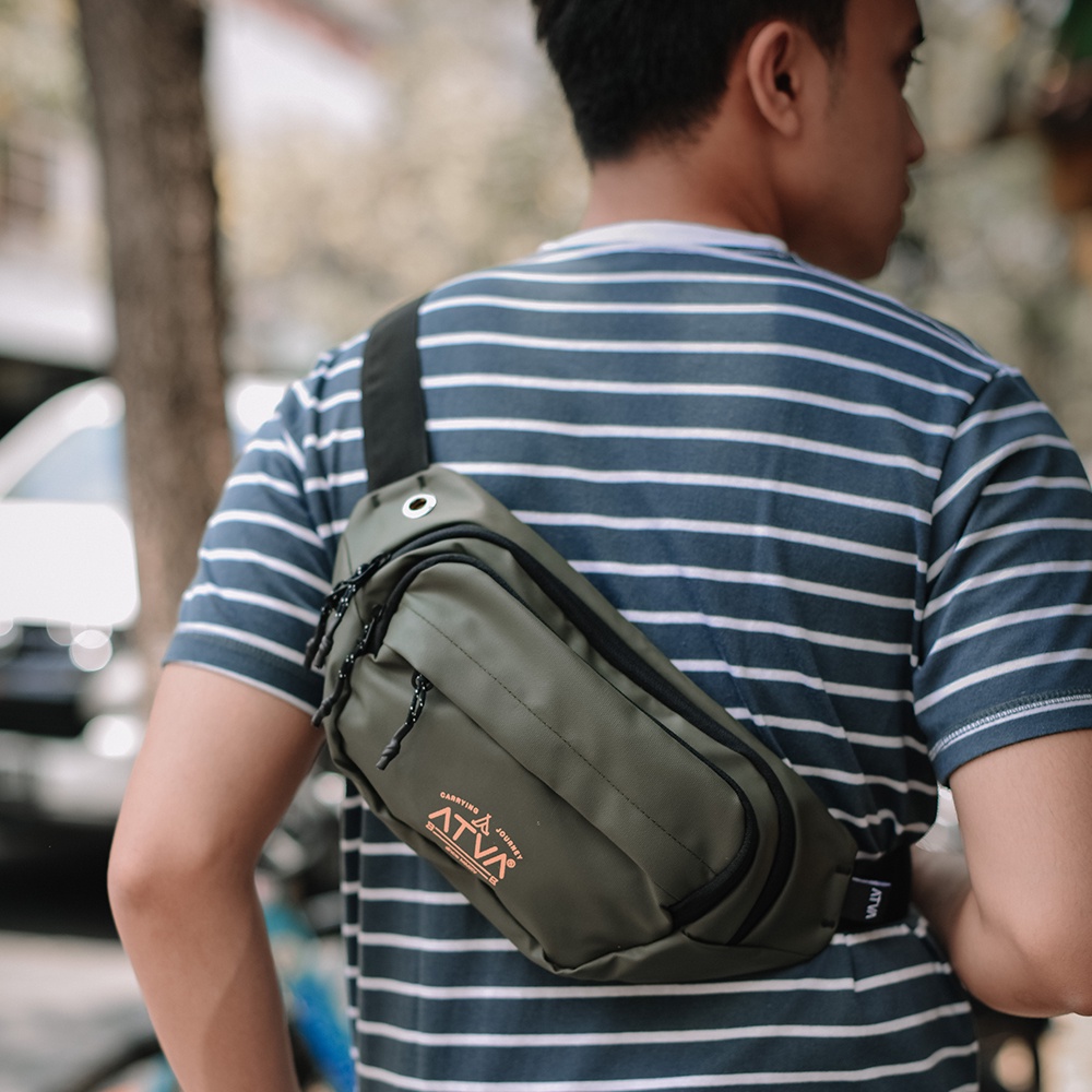 ELITE OLIVE GREEN ORIGINAL x ATVA Tas Selempang Casual Pria Waterproof Waistbag Jalan Santai Main Hangout Nongkrong Waist Bag Distro Remaja Dewasa Daily Simple Sling Bag Premium Mini Slingbag Tas Slempang Outdoor Kecil Pinggang Bahu Dada Terbaru Branded