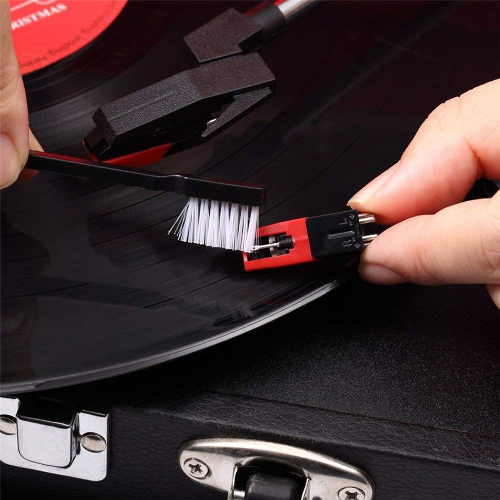 ELEGANT Durable Dust Brush Cleaner Vinyl Record CD Brush with Small Brush Record Player Player Accessory Carbon Fiber CD / VCD Turntable Phonograph Cleaning Brush/Multicolor