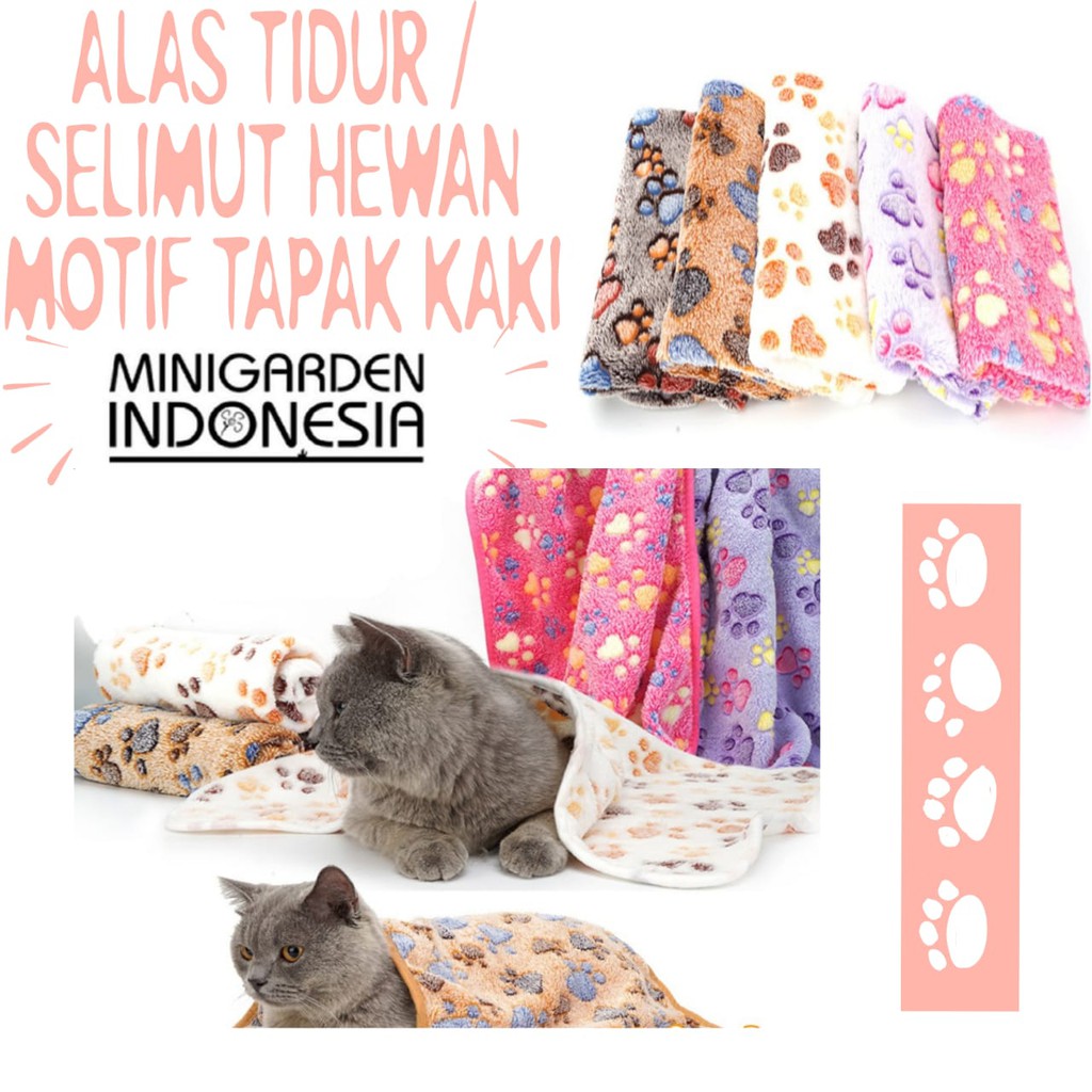 SELIMUT HEWAN MOTIF TAPAK KAKI alas tidur anjing kucing bantal hangat pet accessories selimut anjing