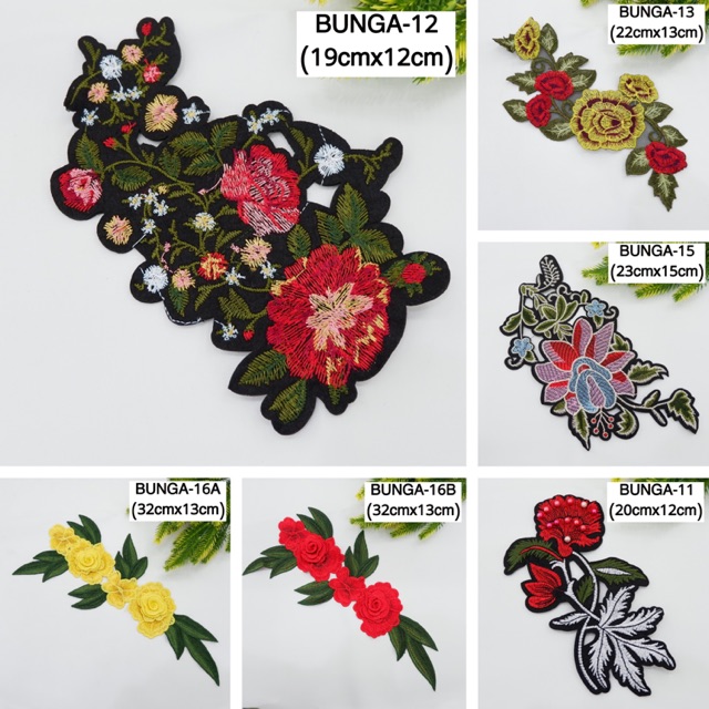 (Per pcs) Aplikasi bunga bordir / bordiran bunga / bordiran bunga timbul / bunga bordir