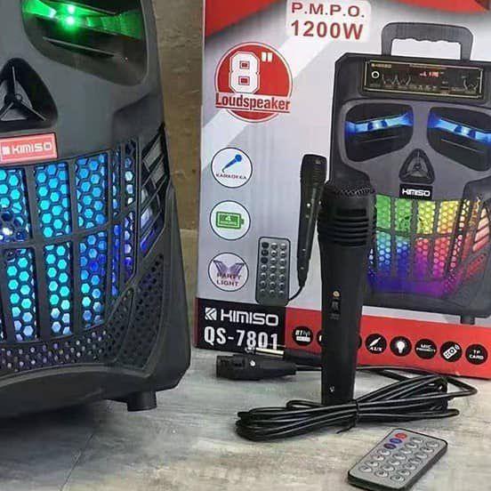 ➨ Speaker Bluetooth Karokean 8 Inch Kimiso 7801 Bonus Mic Kabel + Remote X-Bass//Speaker Salon Aktif