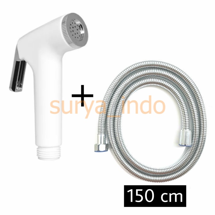 JET SHOWER SET KEPALA BIDET + SELANG SHOWER 150 CM SHOWER CEBOK PUTIH