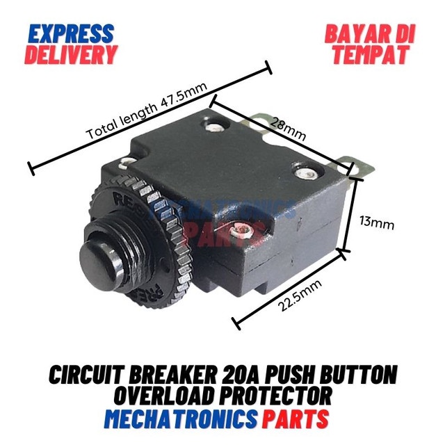 [5705] Circuit Breaker 20A Push Button Overload Protector