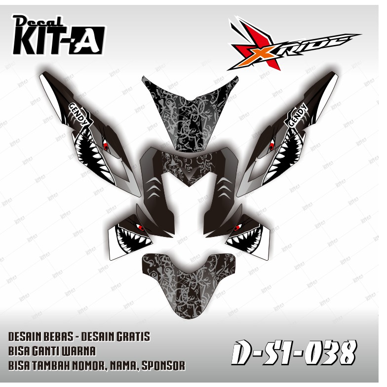 Decal Stiker Motor Xride Shark Sticker Variasi Striping Xride