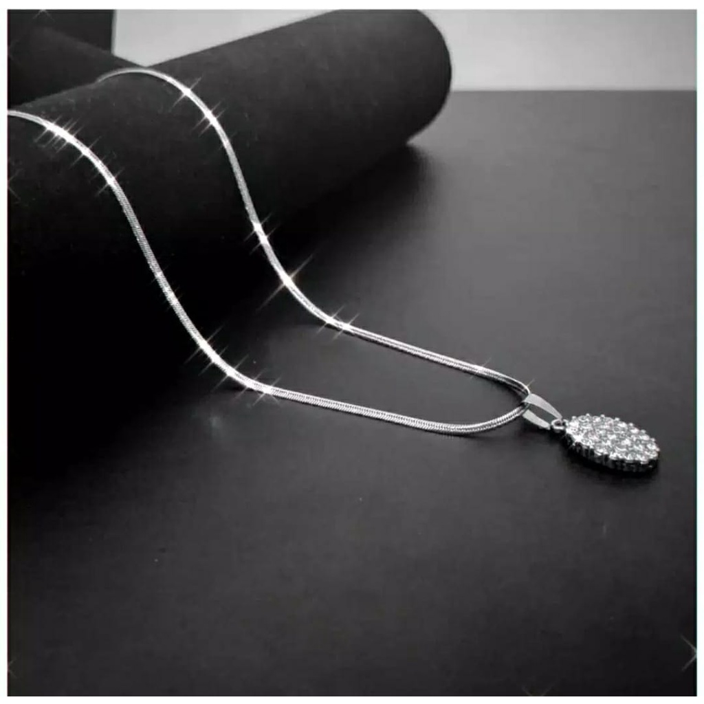 TERLARIS Kalung Liontin Wanita Anti Karat Dan Anti Luntur Rodium Terbaru Silver COD