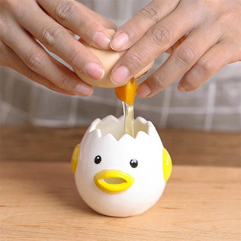 egg separator ceramic pemisah kuning telur cartoon chick / keramik lucu pemisah kuning telor / chicken egg yolk filter