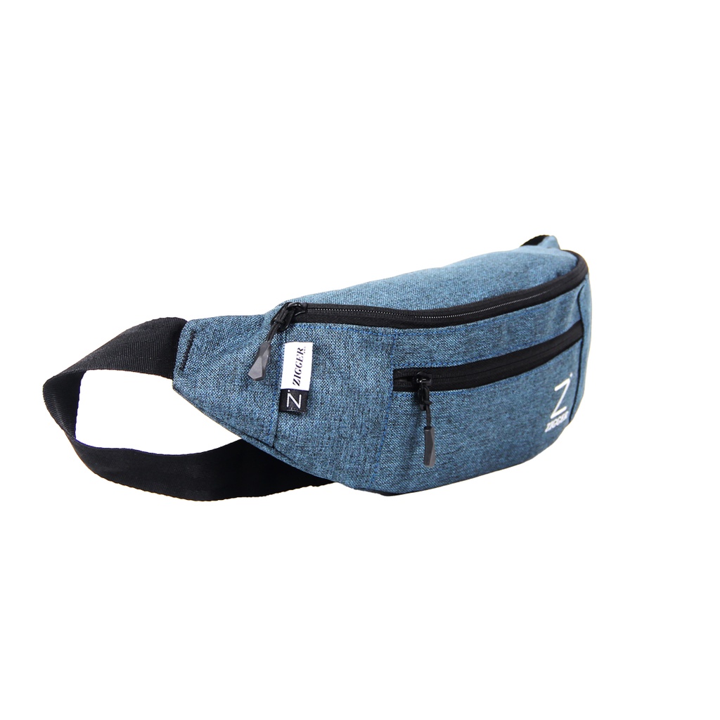 [KLIKTAS] Tas pinggang kasual Zigger Denim 27367 - waist bag pria wanita anti air simpel modern