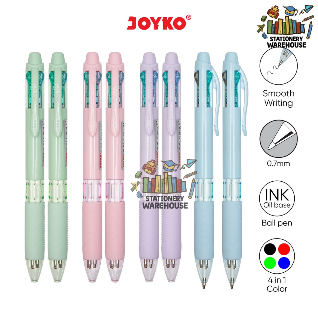 

Ball Pen Pulpen Pena Joyko BP-348 Quaco 4 0.7 mm 4 Warna Colors