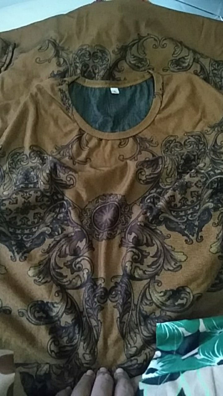 Baju Gamis Sultan Motif Batik Bahan Calvin Jeans