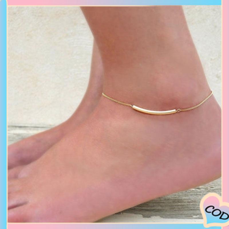 COD❤️ Vintage Fashion Metal U Tube Anklet Beach Summer Alloy Anklet-A.one