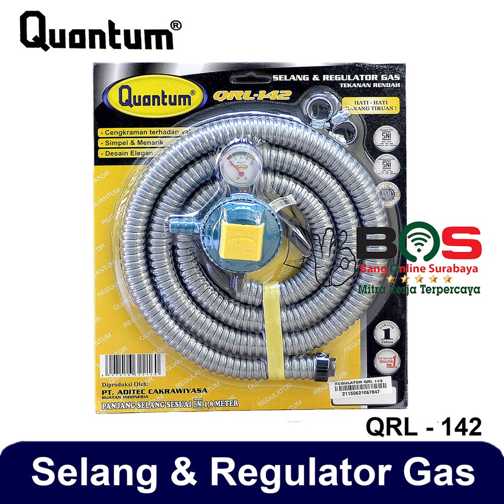 Selang + Regulator Meter Gas LPG QRL 142 QRL-142 Quantum Selang Regulator