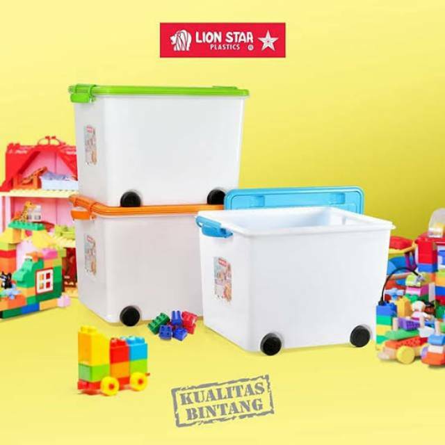 Kotak Lionstar plastik Vigo 43 liter dengan roda. storage box. Wadah mainan