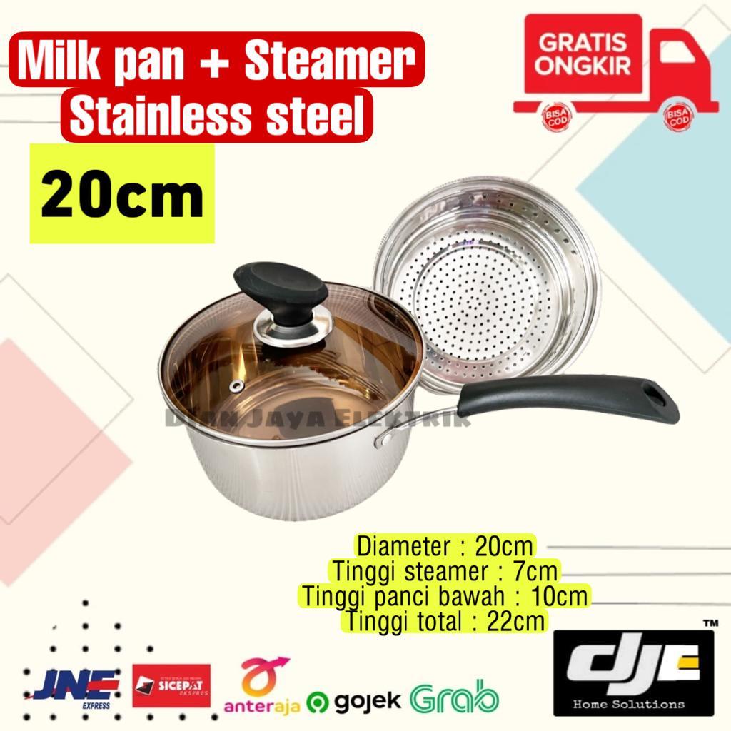 Panci Susu Ganom 20 CM Serba Guna + Steamer. Sauce Pan Milk Pan