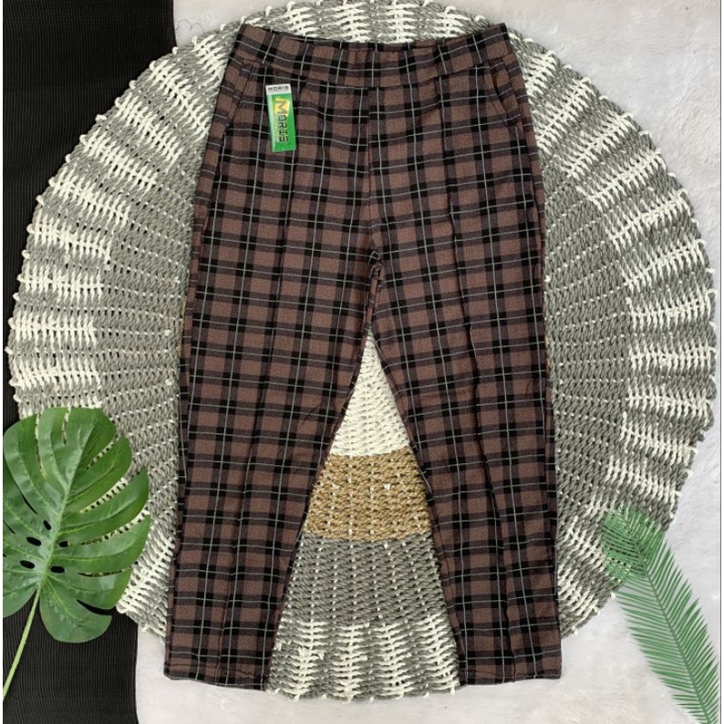 CELANA JUMBO BIG SIZE WANITA CELANA PANJANG KOTAK KOTAK TARTAN PANTS LUNA PANTS CELANA CEWEK BAHAN MELAR