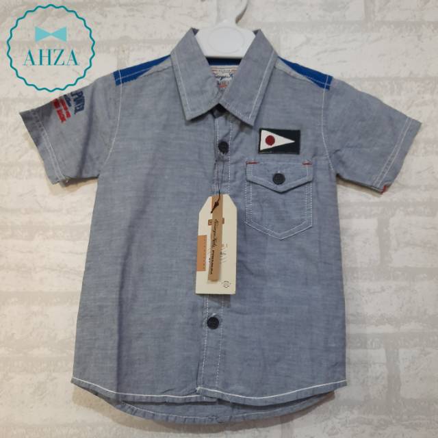 AHZA KEMEJA ANAK LENGAN PENDEK BORDIR EMERGE KIDS SIZE S