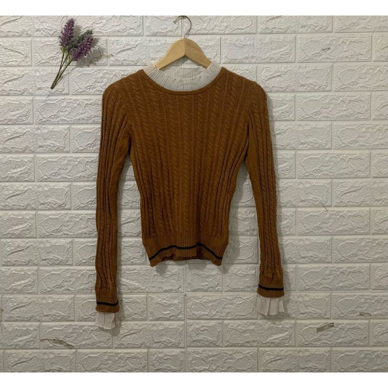 Dazzlin Mustard Cable Sweater Rajut