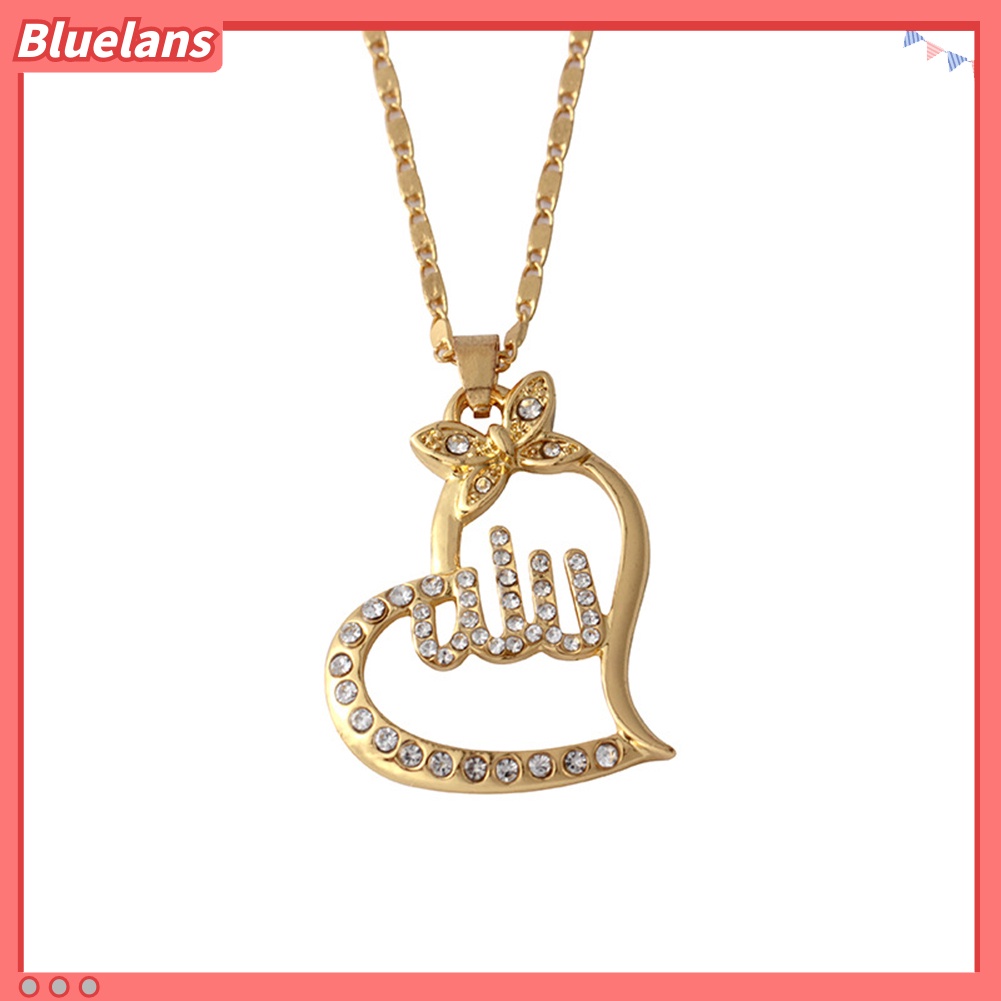 Bluelans Women Religious Islamic Muslim Arabic Allah Pendant Rhinestone Necklace Jewelry