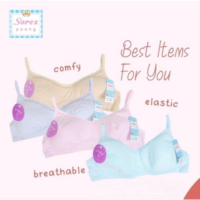 Bh Sorex Young Y2303 (Cup A) Remaja Step 2 | 2303 Sorex Bra ABG Mini Set Mini Bra Tanpa Busa Tanpa Kawat Anak Perempuan | SGuna