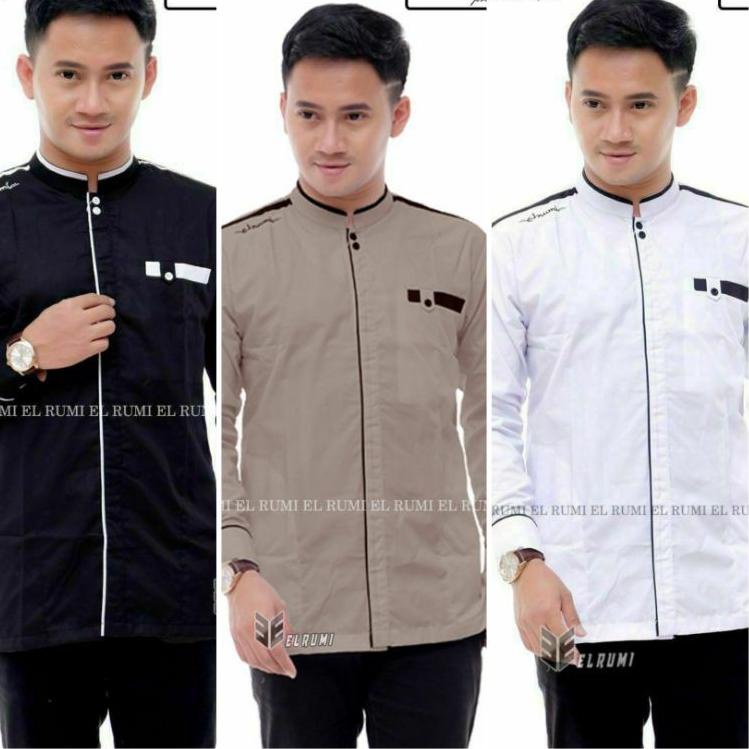 Langsung Kirim Baju Koko El Rumi Baju Koko polos baju Koko Dewasa Baju Koko modern 2021 Terlaris El 