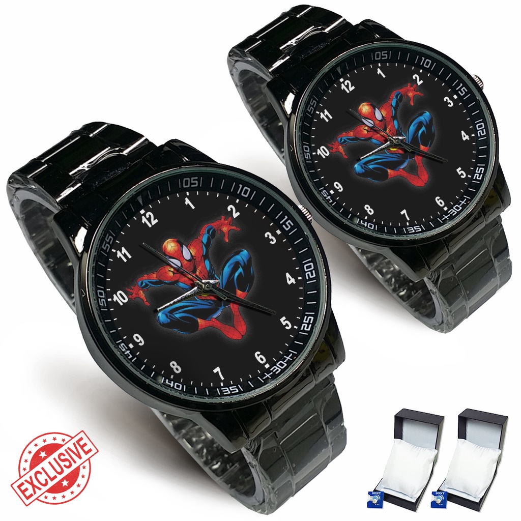 (Exclusive) Jam Tangan SPIDER-MAN Motif 3 Rante Couple / Satuan