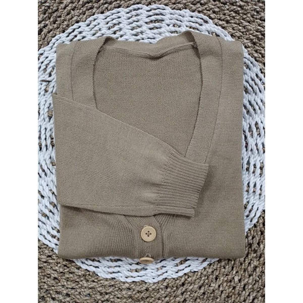 Long Cardy Kancing 3//Cardigan Saku//Cardigan Rajut Oversize-MOCCA