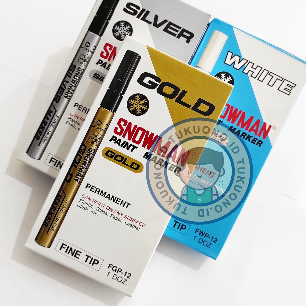 

SNOWMAN FSP/FGP/FWP Fine Tip Paint Marker Permanent | Spidol Permanent Silver/Gold/White atau Perak/Emas/Putih