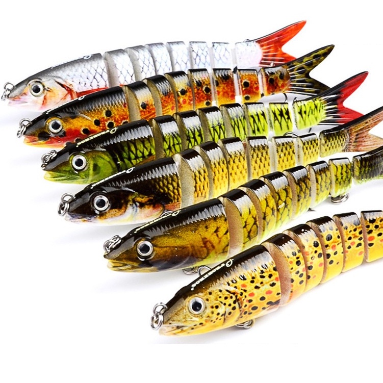 1Pc Umpan Pancing Fishing Lure Swimbait Minnow Crankbait Hard Bait Bentuk Ikan 8 Bagian Panjang 13cm Berat 19g