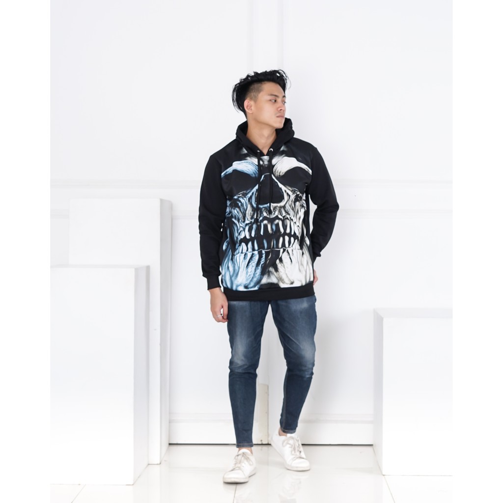 Hoodie Pria / Hodie Pria  / Jaket PriaJumper Printing 3D Tengkorak Premium Distro Bahan Flce UK L/XL