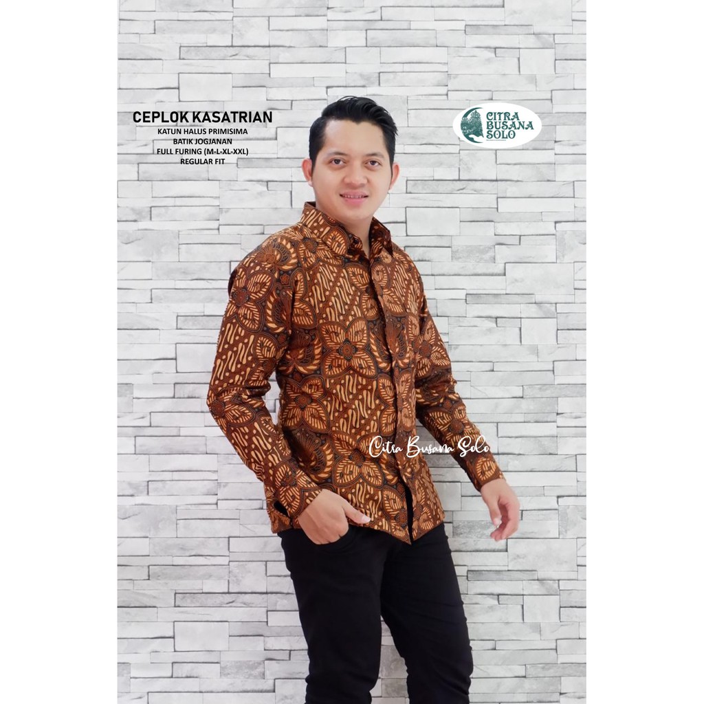 Batik Pria CEPLOK KASATRIAN Kemeja Full Furing Bahan Katun Primisima