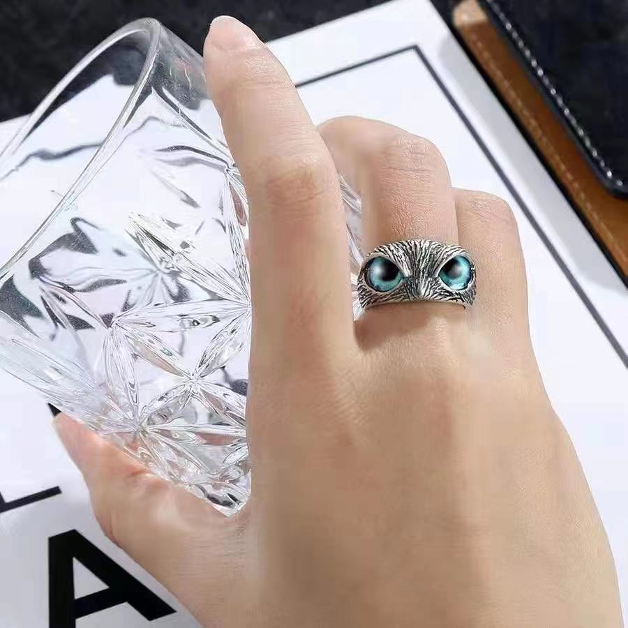 Cincin Desain Burung Hantu Gaya Retro Untuk Pria Dan Wanita