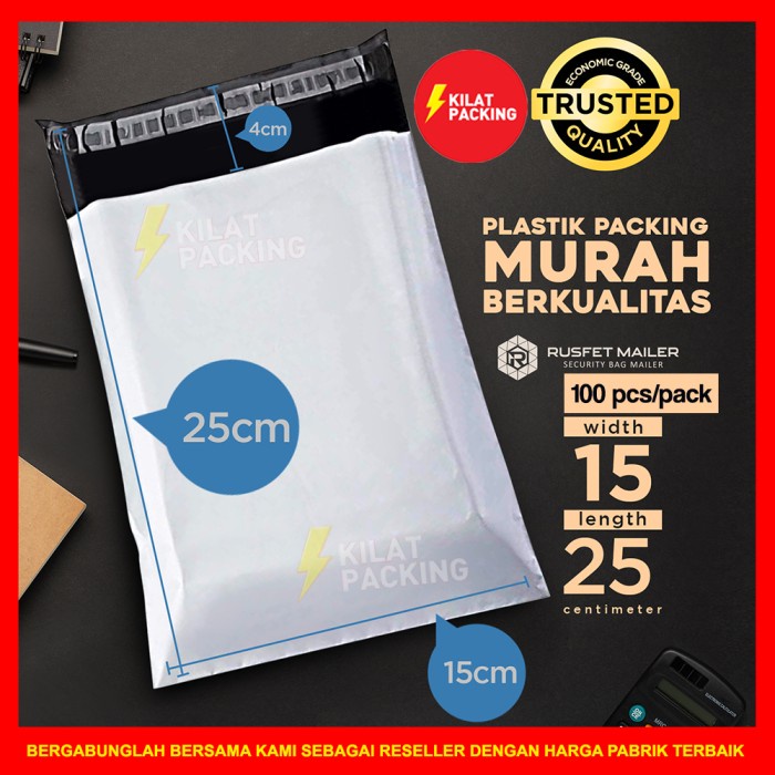 

MENYURAT-SURAT- POLYMAILER EKONOMIS 15X25 - PLASTIK PACKING ONLINE MURAH ISI 100 PCS - PUTIH -SURAT-