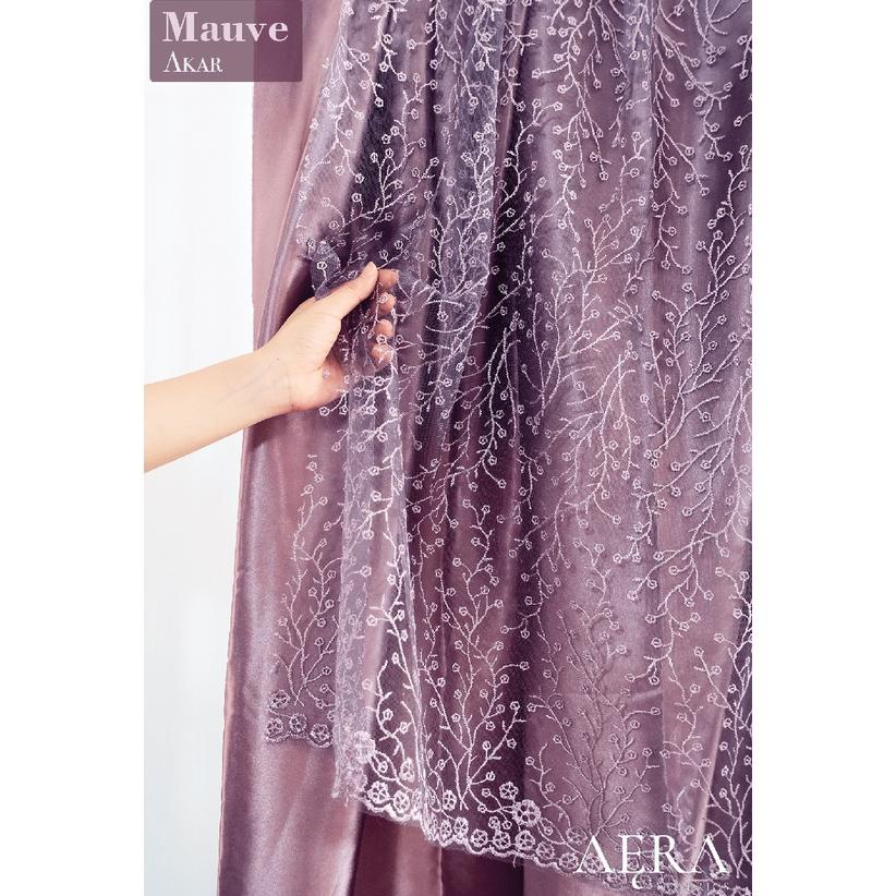 1/2 Meter Kain Brokat Tile Prancis Warna Mauve Bahan Kebaya Motif Akar Bunga Floral / Motif Sapto