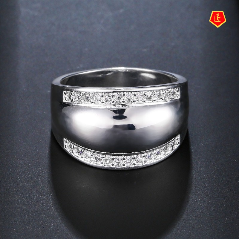 [Ready Stock]Simple Personality Diamond Silver Glossy Ring