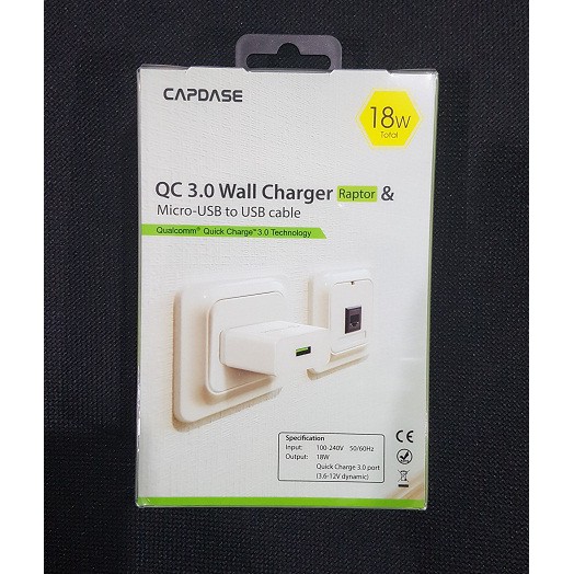 CAPDASE QC 3.0 Wall Charger Raptor and Micro USB Cable